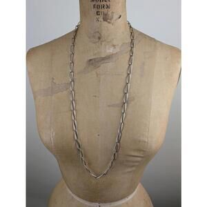 1980's silver gilt oval link long chain necklace